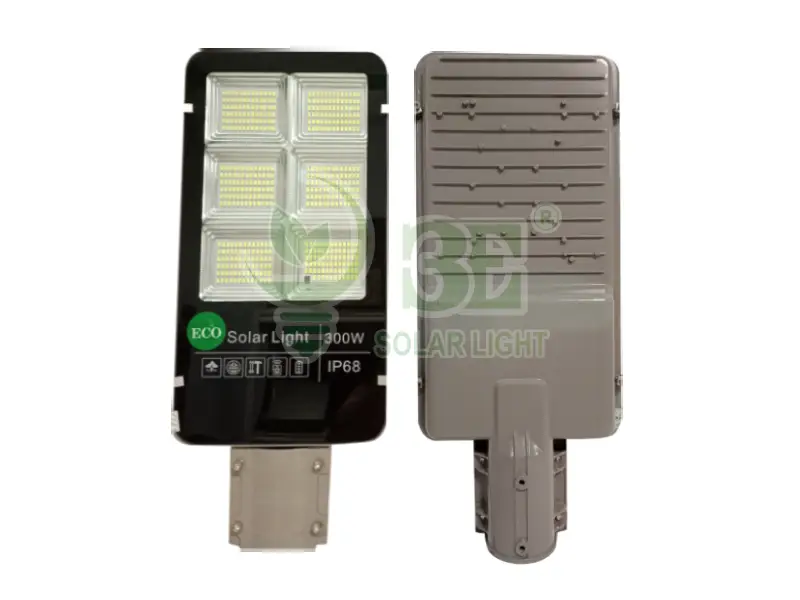 Bề mặt trước và sau của đèn bàn chải năng lượng mặt trời 300w AZE-SBC