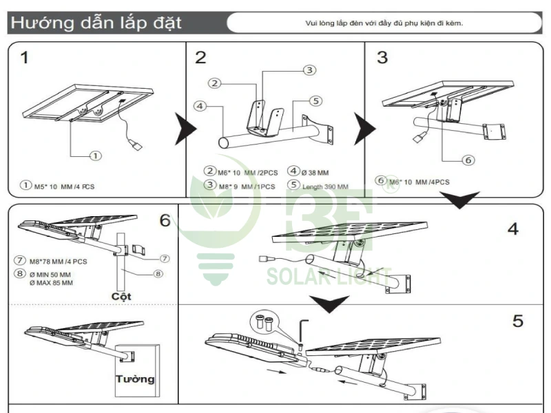 Hướng dẫn cách lắp đặt đèn năng lượng mặt trời 200w
