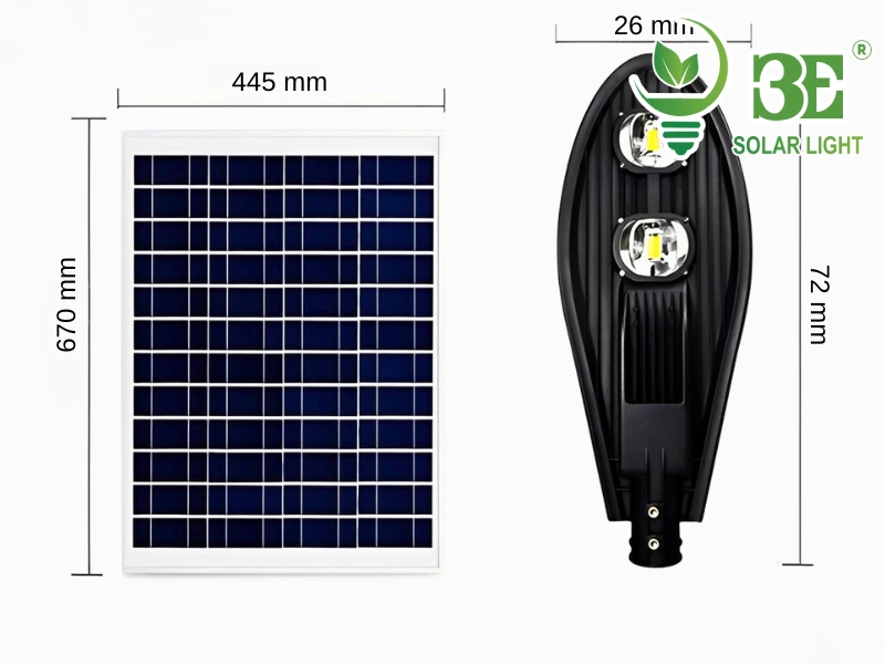 3E SOLAR - Thông số đèn 100w năng lượng mặt trời chiếc lá AZR-SCL