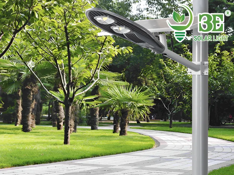 3E SOLAR - Ứng dụng đèn đường chiếc lá 100w AZR-SCL năng lượng mặt trời