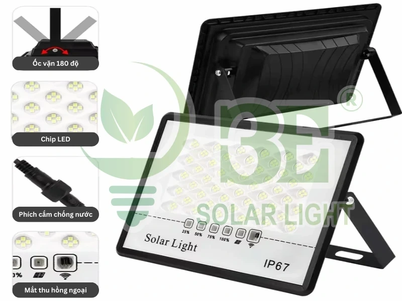 Cấu tạo của đèn năng lượng mặt trời trong nhà IP67 chống chói 100W AZR-SFCC-100W tại 3E SOLAR