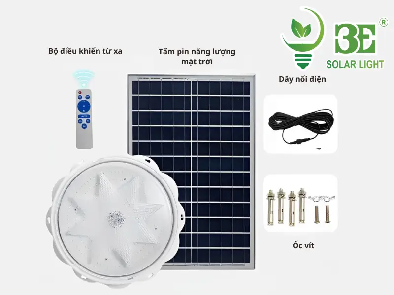 Cấu tạo đèn ốp trần năng lượng mặt trời ánh sáng trắng 100W AZE-OTH-100W