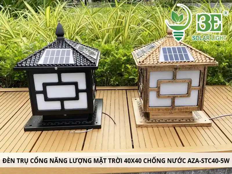 3E SOLAR - Đèn trụ cổng năng lượng mặt trời 40x40 chống nước AZA-STC40-5W