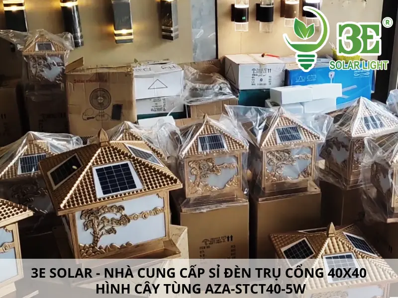 3E SOLAR - Nhà cung cấp sỉ đèn trụ cổng 40x40 hình cây tùng AZA-STCT40-5W