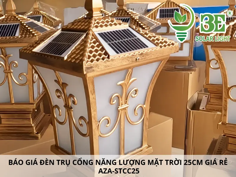 Báo giá đèn trụ cổng năng lượng mặt trời 25cm giá rẻ AZA-STCC25