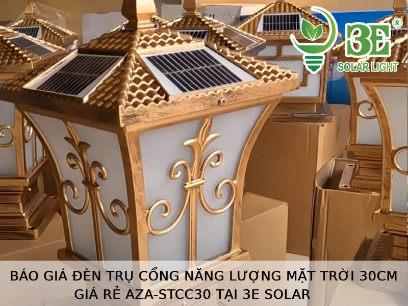 Báo giá đèn trụ cổng năng lượng mặt trời 30cm giá rẻ AZA-STCC30