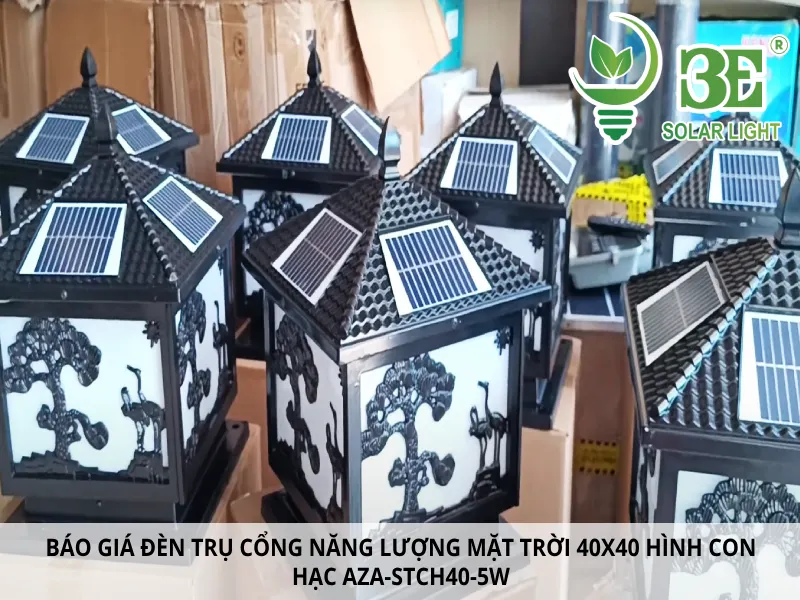 Báo giá đèn trụ cổng năng lượng mặt trời 40X40 hình con hạc AZA-STCH40-5W