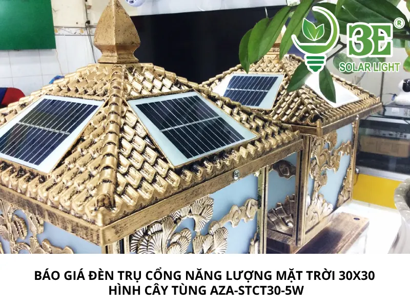 Báo giá đèn trụ cổng năng lượng mặt trời hình cây tùng AZA-STCT30-5W