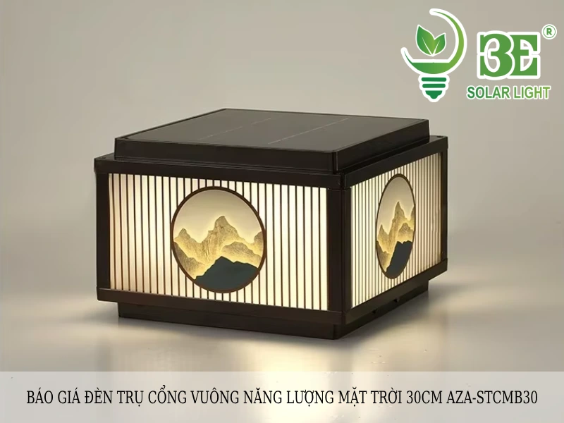 Báo giá đèn trụ cổng vuông năng lượng mặt trời 30CM AZA-STCMB30