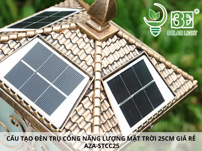 Cấu tạo đèn trụ cổng năng lượng mặt trời 25cm giá rẻ AZA-STCC25