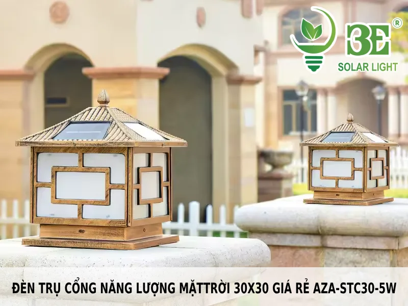 Đèn trụ cổng năng lượng mặt trời 30x30 giá rẻ AZA-STC30-5W - 3E SOLAR