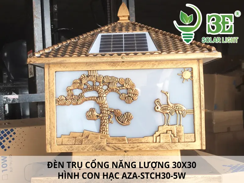 Đèn trụ cổng năng lượng mặt trời 30x30 hình con hạc AZA-STCH30-5W