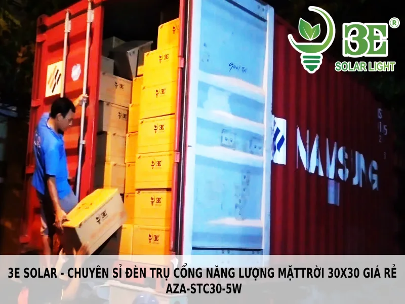 Mua đèn trụ cổng năng lượng mặt trời 30x30 giá rẻ AZA-STC30-5W của 3E SOLAR tại TP.HCM