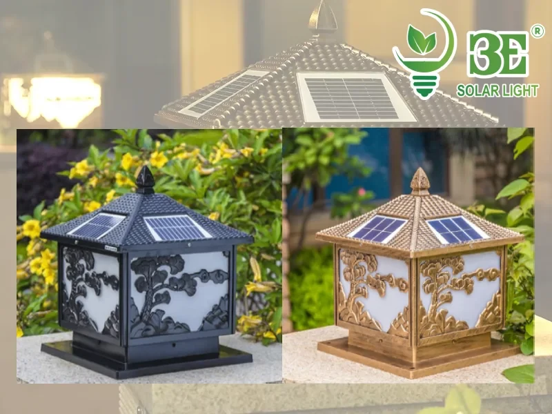 Thông số đèn trụ cổng năng lượng mặt trời 25x25 hình cây tùng AZA-STCT25-4W