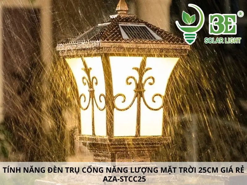 Tính năng nổi bật của đèn trụ cổng năng lượng mặt trời 25cm giá rẻ AZA-STCC25