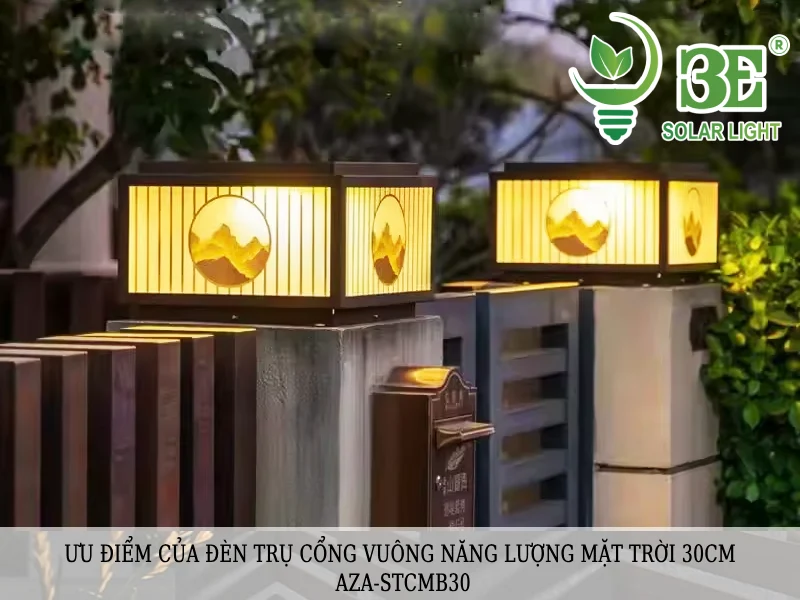 Ưu điểm nổi bật của đèn trụ cổng vuông năng lượng mặt trời 30CM AZA-STCMB30