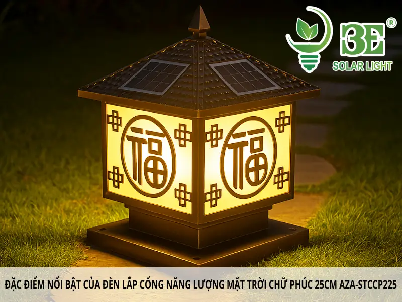 Đặc điểm nổi bật của đèn lắp cổng năng lượng mặt trời chữ phúc 25cm AZA-STCCP225