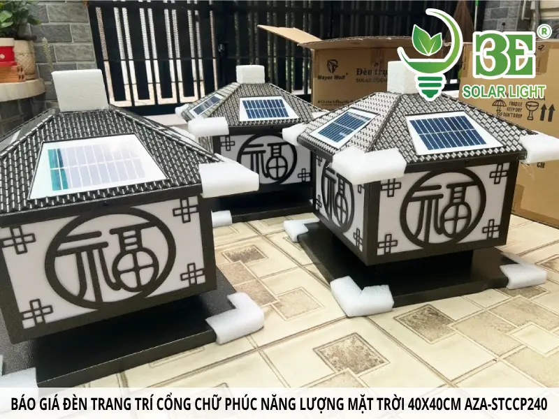 Báo giá đèn trụ cổng năng lượng mặt trời 40x40cm AZA-STCCP240