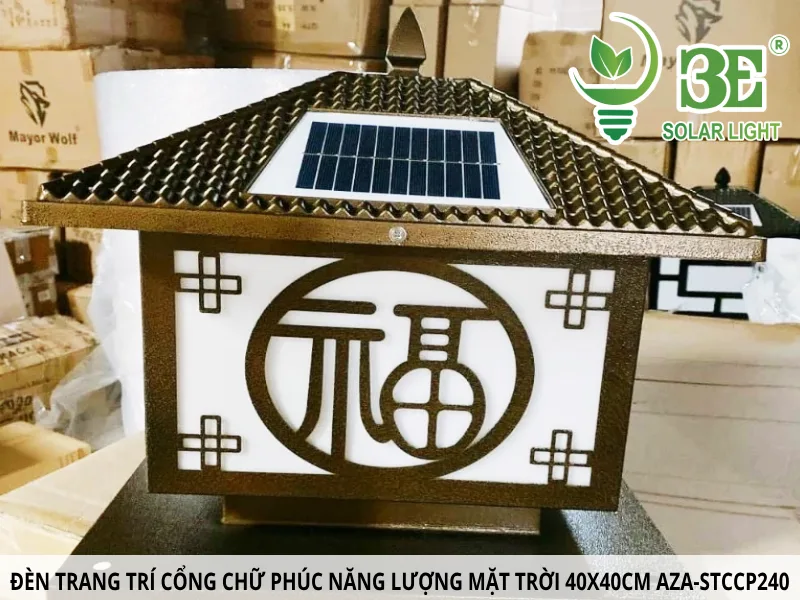 Đèn trang trí cổng chữ phúc năng lượng mặt trời 40x40cm AZA-STCCP240