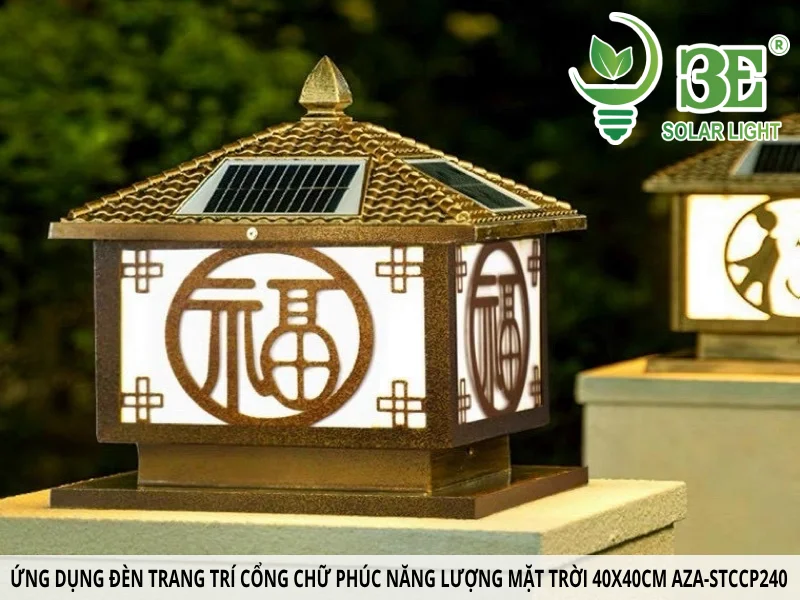 Ứng dụng đèn trụ cổng năng lượng mặt trời 40x40cm AZA-STCCP240
