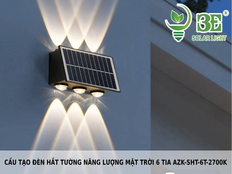 Cấu tạo đèn hắt tường năng lượng mặt trời 6 tia AZK-SHT-6T-2700K