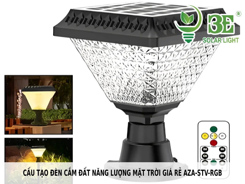 Cấu tạo đèn cắm đất năng lượng mặt trời giá rẻ AZA-STV-RGB