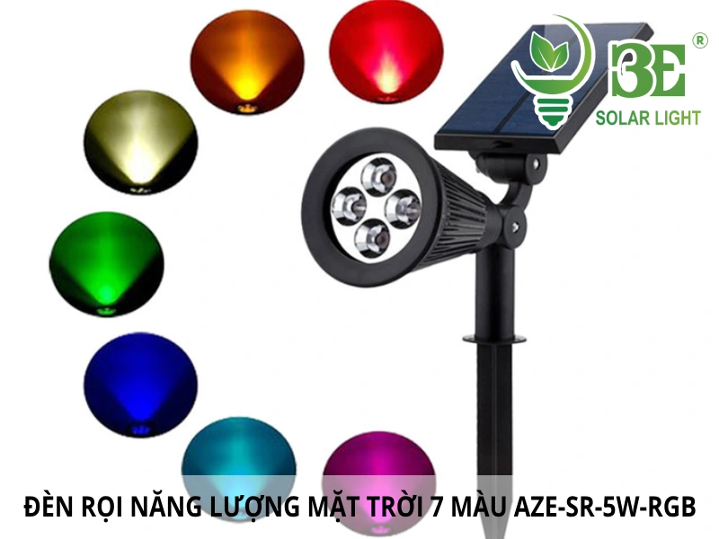 Đèn rọi năng lượng mặt trời 7 màu AZE-SR-5W-RGB