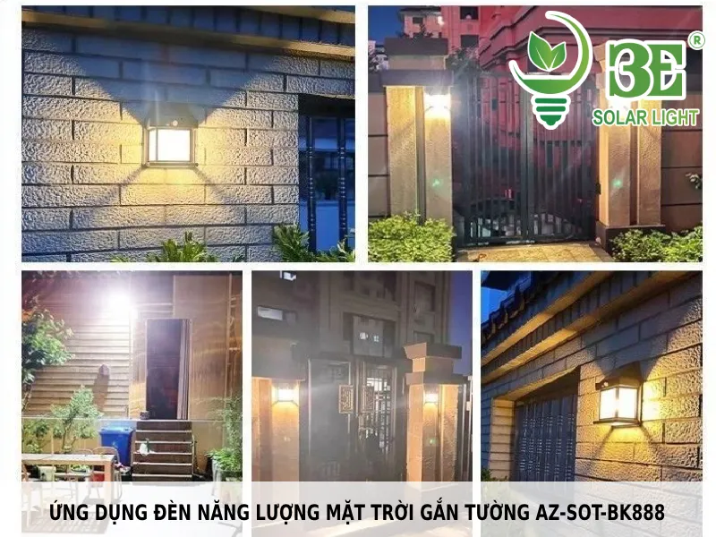 Ứng dụng đèn năng lượng mặt trời gắn tường AZ-SOT-BK888