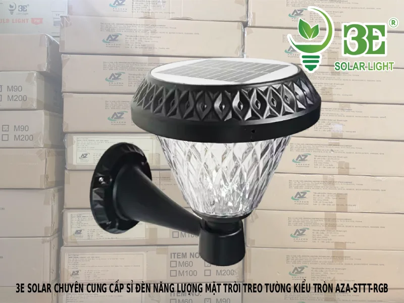 3E SOLAR chuyên cung cấp sỉ đèn năng lượng mặt trời treo tường kiểu tròn AZA-STTT-RGB