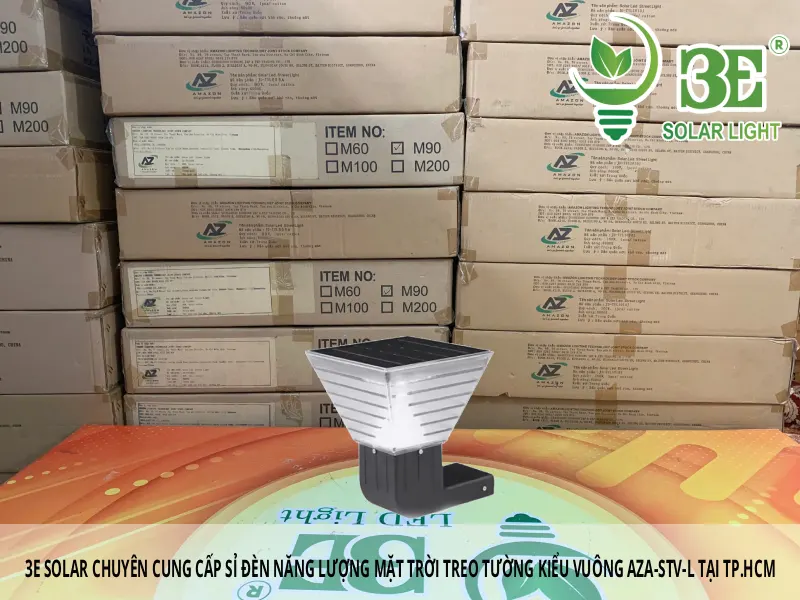 3E SOLAR chuyên cung cấp sỉ đèn năng lượng mặt trời treo tường kiểu vuông AZA-STV-L tại TP.HCM