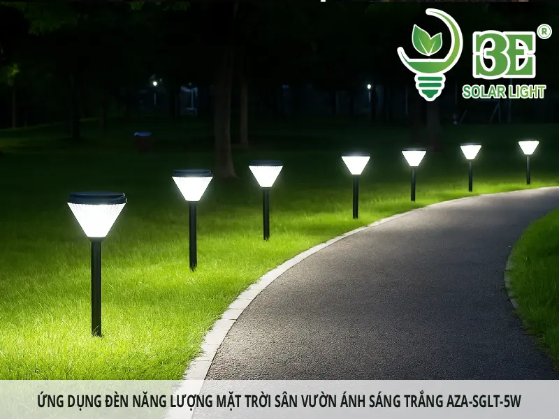 3E Solar - Ứng dụng đèn năng lượng mặt trời sân vườn ánh sáng trắng AZA-SGLT-5W