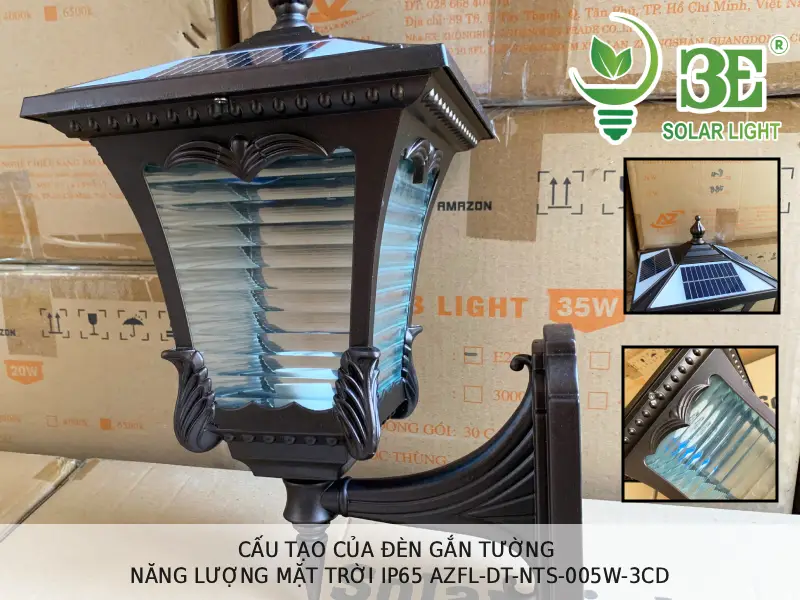 Cấu tạo của đèn gắn tường năng lượng mặt trời IP65 AZFL-DT-NTS-005W-3CD tại 3E SOLAR