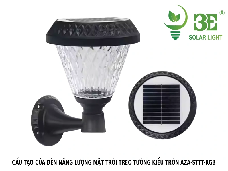 Cấu tạo của đèn năng lượng mặt trời treo tường kiểu tròn AZA-STTT-RGB