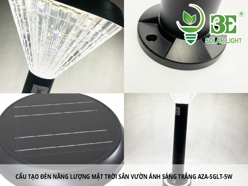 Cấu tạo đèn năng lượng mặt trời sân vườn ánh sáng trắng AZA-SGLT-5W