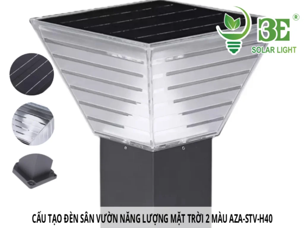 Cấu tạo đèn sân vườn năng lượng mặt trời 2 màu AZA-STV-H40
