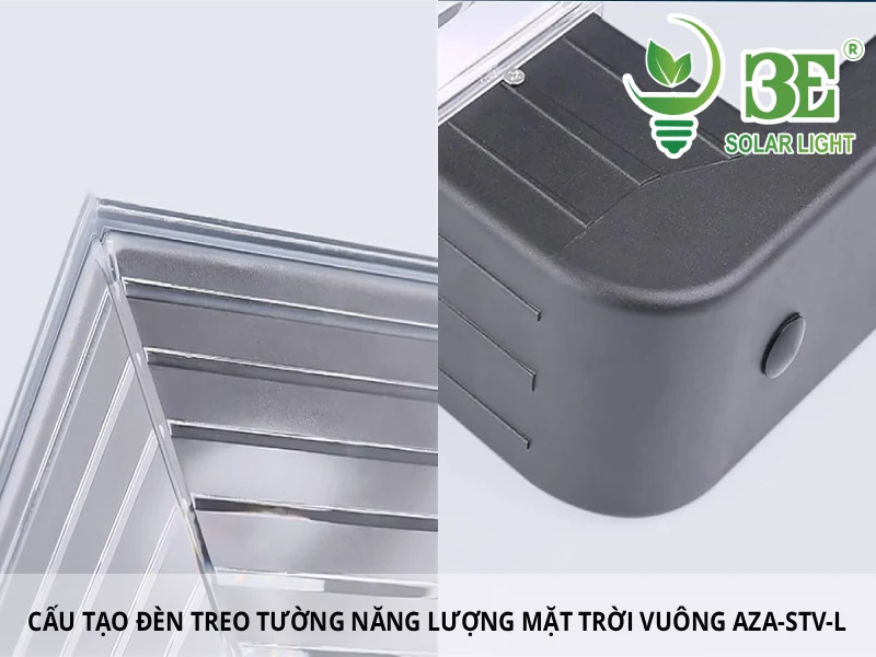 Cấu tạo đèn treo tường năng lượng mặt trời vuông AZA-STV-L tại 3E Solar