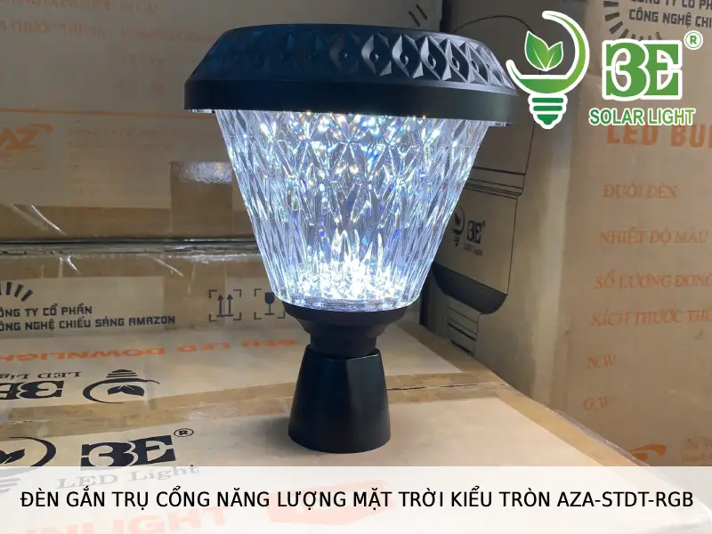 Đèn gắn trụ cổng năng lượng mặt trời kiểu tròn AZA-STDT-RGB tại 3E SOLAR