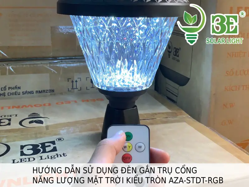 Hướng dẫn sử dụng Đèn gắn trụ cổng năng lượng mặt trời kiểu tròn AZA-STDT-RGB tại 3E SOLAR