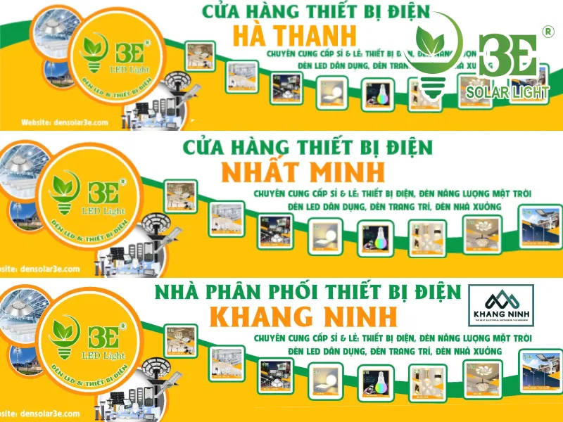 Mẫu bảng hiệu cho đại lý đèn năng lượng mặt trời của 3E Solar
