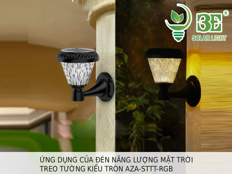 Ứng dụng của đèn năng lượng mặt trời treo tường kiểu tròn AZA-STTT-RGB tại 3E SOLAR