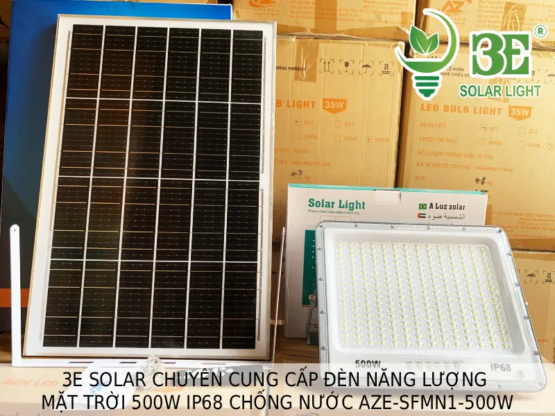 3E SOLAR chuyên cung cấp đèn năng lượng mặt trời 500W IP68 chống nước AZE-SFMN1-500W tại 3E SOLAR