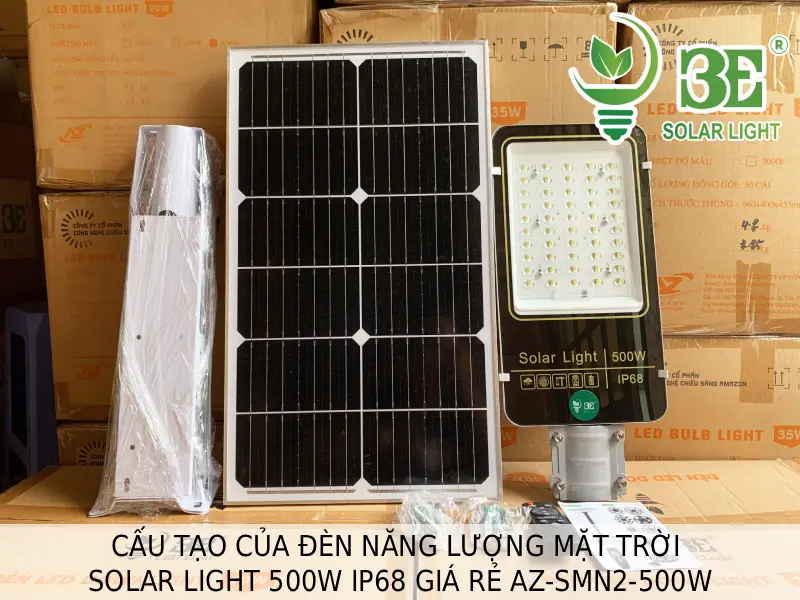 Cấu tạo của đèn năng lượng mặt trời solar light 500W IP68 giá rẻ AZ-SMN2-500W tại 3E SOLAR