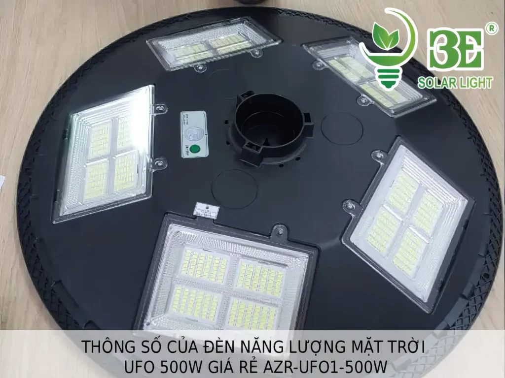 Thông số của đèn năng lượng mặt trời UFO 500W giá rẻ AZR-UFO1-500W tại 3E SOLAR