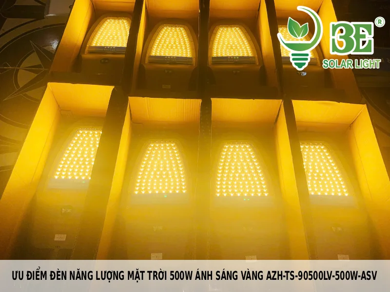 Ưu điểm đèn năng lượng mặt trời 500w ánh sáng vàng AZH-TS-90500LV-500W-ASV