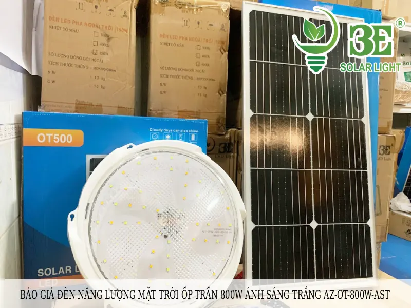 Báo giá đèn năng lượng mặt trời ốp trần 800W ánh sáng trắng AZ-OT-800W-AST tại 3E Solar