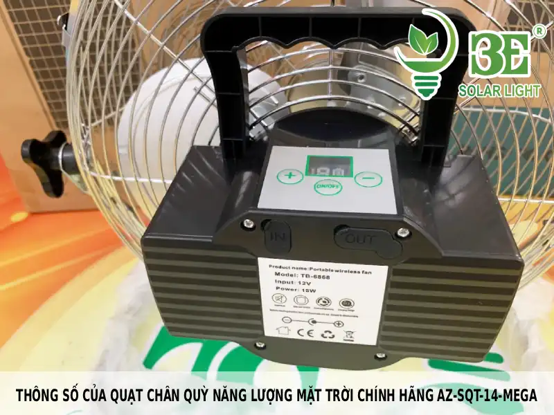 Thông số của quạt chân quỳ năng lượng mặt trời chính hãng AZ-SQT-14-MEGA