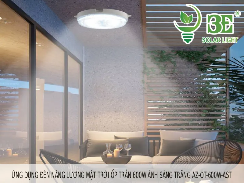 Ứng dụng đèn năng lượng mặt trời ốp trần 600W ánh sáng trắng AZ-OT-600W-AST