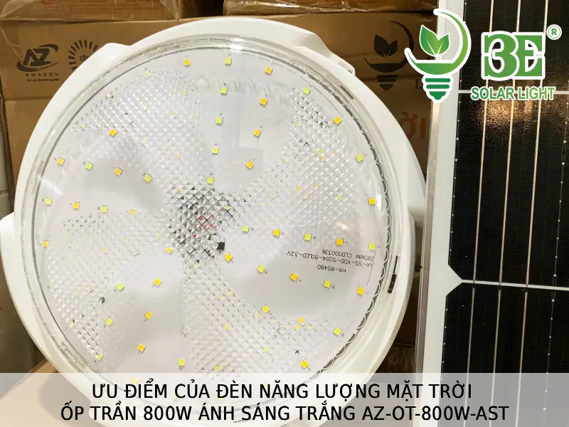 Ưu điểm của đèn năng lượng mặt trời ốp trần 800W ánh sáng trắng AZ-OT-800W-AST tại 3E SOLAR