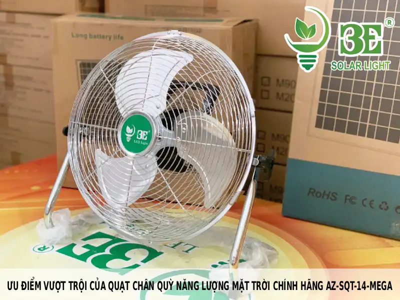 Ưu điểm vượt trội của quạt chân quỳ năng lượng mặt trời chính hãng AZ-SQT-14-MEGA