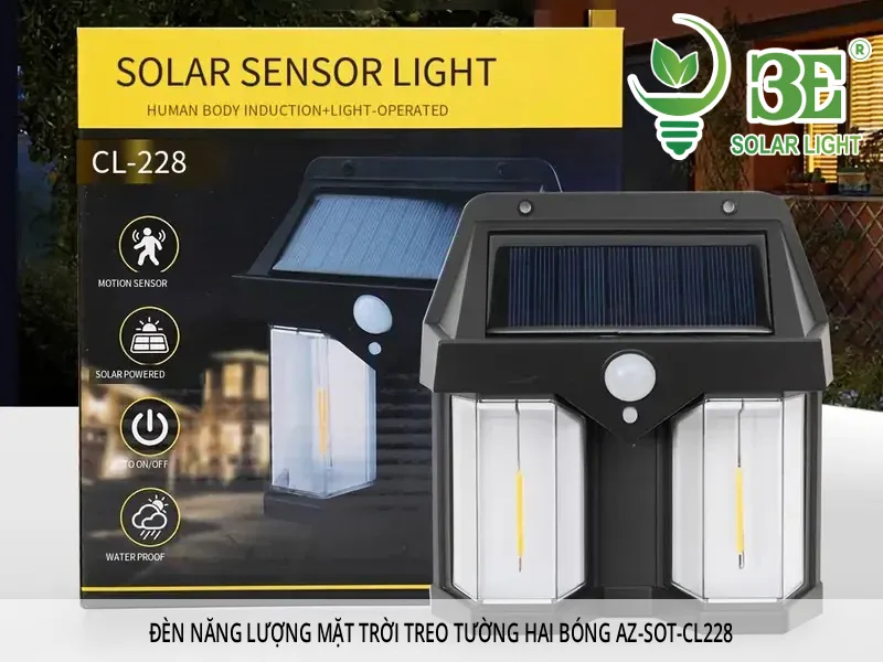 Đèn năng lượng mặt trời treo tường hai bóng AZ-SOT-CL228
